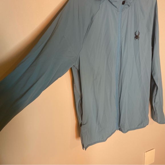 SPYDER Men’s Blue Lightweight Jacket Shell Hooded Zip Up Soft Comfortable Medium - Picture 4 of 14